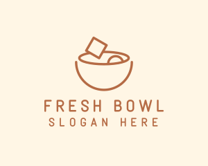 Brown Food Bowl Outline logo design