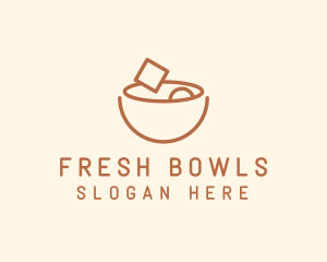 Brown Food Bowl Outline logo design