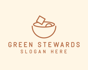 Brown Food Bowl Outline logo design