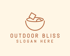 Brown Food Bowl Outline logo design