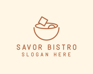 Brown Food Bowl Outline logo design