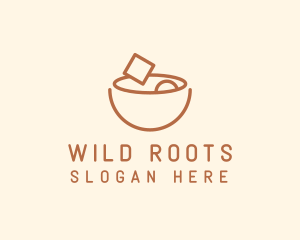 Brown Food Bowl Outline logo design