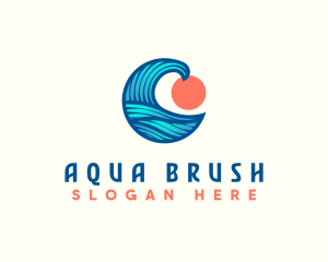 Surfing Ocean Wave logo design