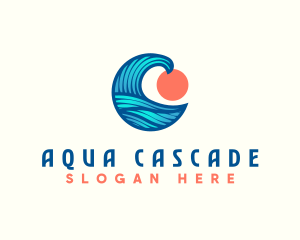 Surfing Ocean Wave logo design