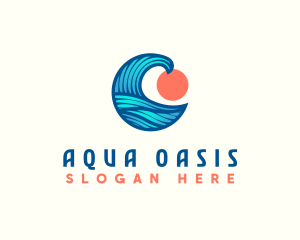 Surfing Ocean Wave logo design