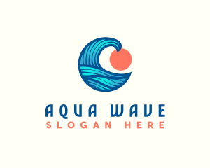 Surfing Ocean Wave logo design