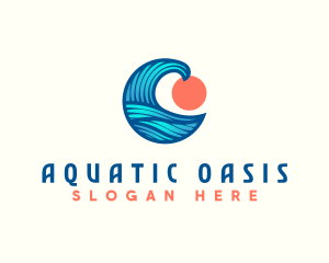 Surfing Ocean Wave logo design