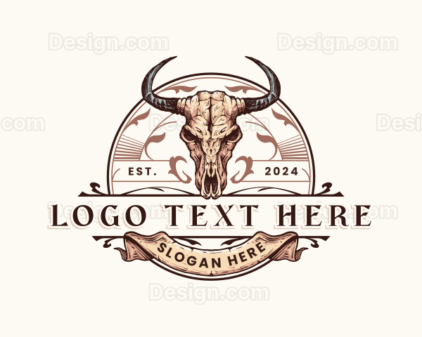 Bull Skull Horn Logo