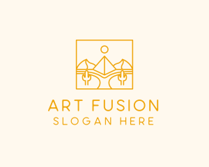 Golden Pyramid Line Art logo