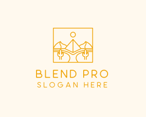 Golden Pyramid Line Art logo design