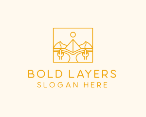 Golden Pyramid Line Art logo design