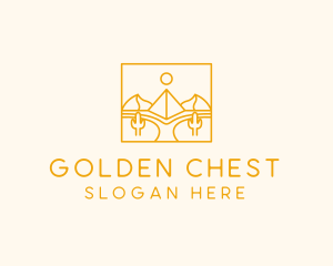 Golden Pyramid Line Art logo design