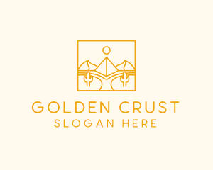 Golden Pyramid Line Art logo design