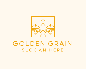 Golden Pyramid Line Art logo design