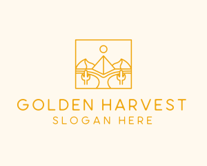 Golden Pyramid Line Art logo design