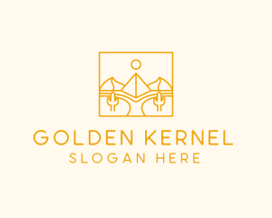 Golden Pyramid Line Art logo design