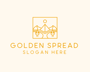 Golden Pyramid Line Art logo design