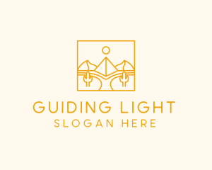 Golden Pyramid Line Art logo design