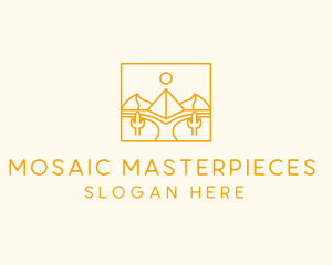 Golden Pyramid Line Art logo design