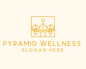 Golden Pyramid Line Art logo design