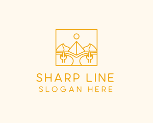 Golden Pyramid Line Art logo design