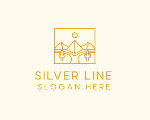 Golden Pyramid Line Art logo design