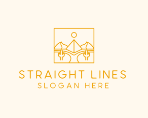 Golden Pyramid Line Art logo design