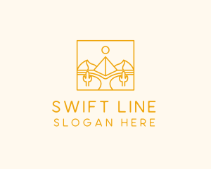 Golden Pyramid Line Art logo design