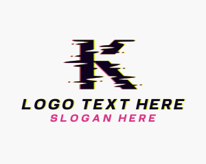 Cyber Glitch Letter K logo