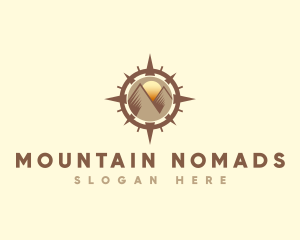 Mountain Peak Sunset Compass logo design