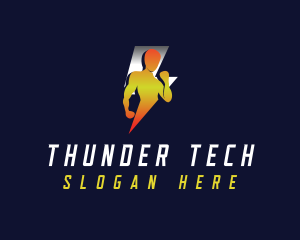 Human Thunder Lightning  logo design