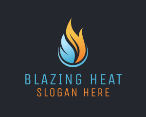 Heating Cooling Flame logo design