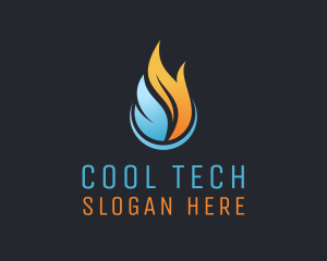 Heating Cooling Flame logo design