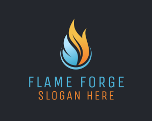 Heating Cooling Flame logo design