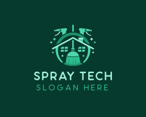 Spray Broom Housekeeping logo design