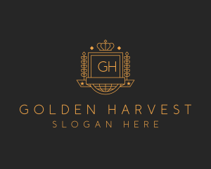 Gold Wreath Shield logo design