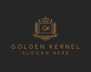 Gold Wreath Shield logo design