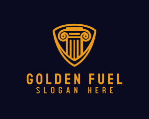 Golden Pillar Shield logo design