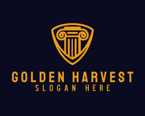 Golden Pillar Shield logo design