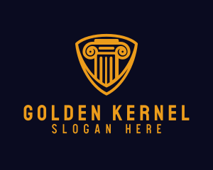 Golden Pillar Shield logo design