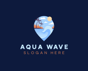 Beach Resort Location Pin logo design