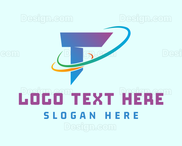 Space Orbit Letter T Logo