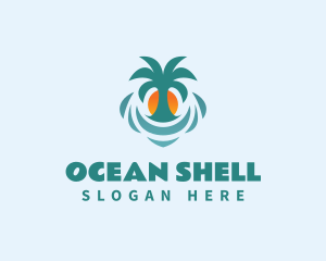 Palm Tree Sun Beach logo design