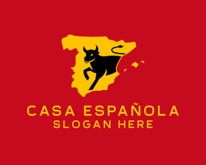 Spain Map Bull logo design