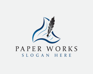 Paper Quill Pen logo design