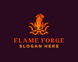 Squid Fire Restaurant logo design