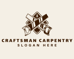 Saw Woodcutter Carpentry logo design