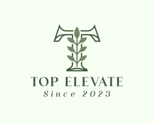 Green Plant Letter T logo design