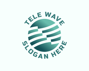 Technology Globe Wave logo design