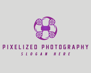 Flying Quadcopter Drone logo design